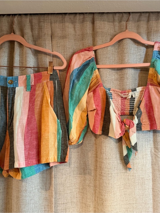 Billabong Pants - Billabong Multicolor Pastel Striped Linen Top